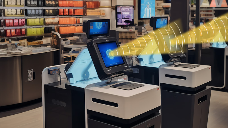 自助終端設備集成定向聲模組，定向發(fā)聲示意圖