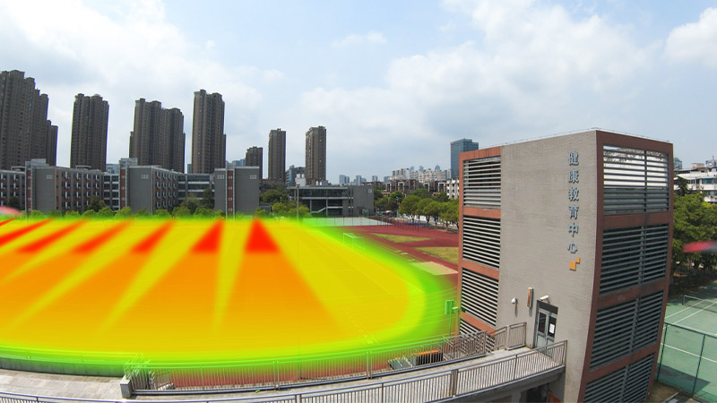 靜音操場音柱，定向發(fā)聲示意圖